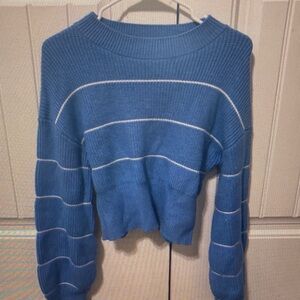 Blue Striped Knit Sweater